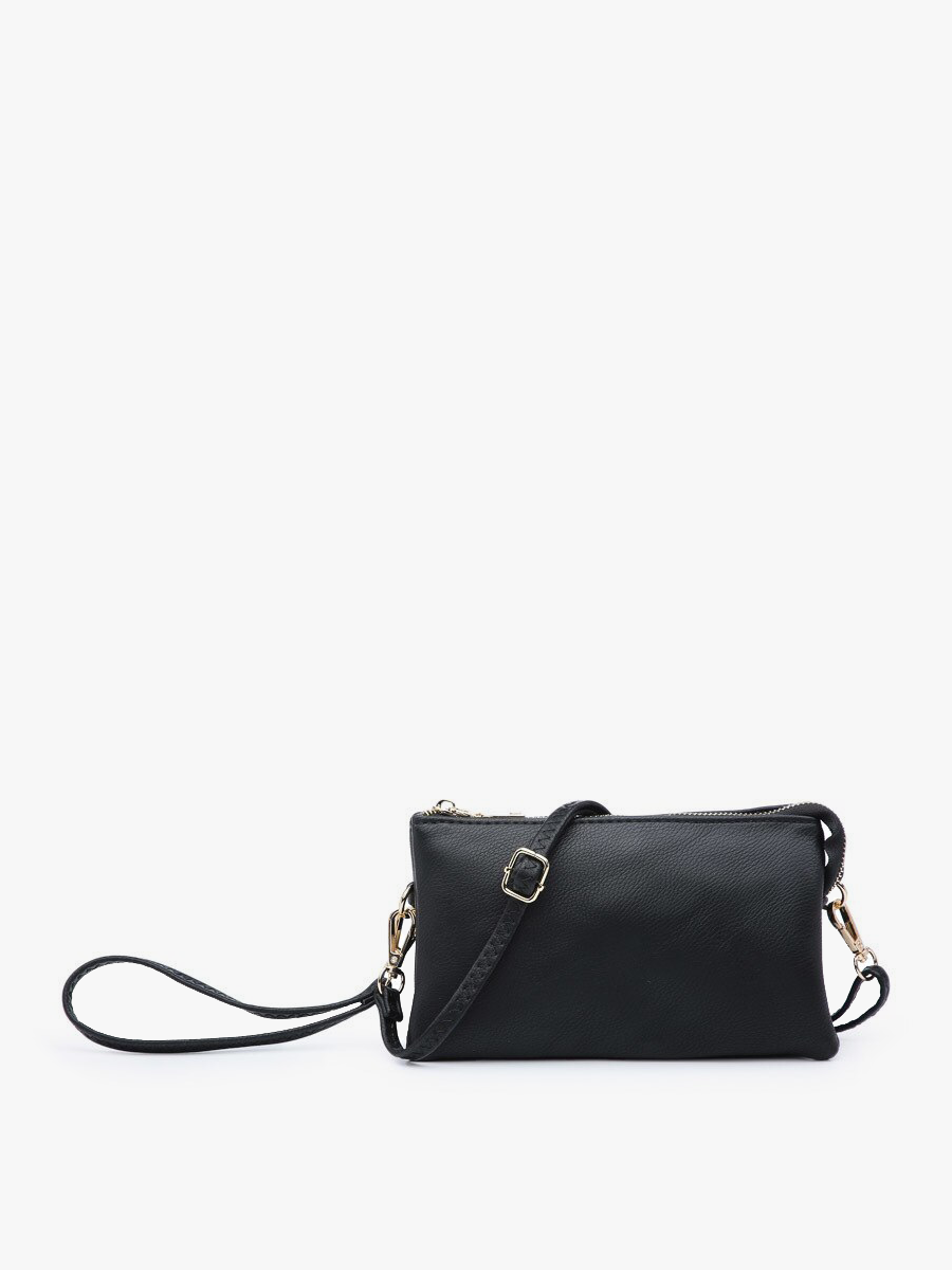 Riley Monogrammable 3 Compartment Crossbody/Wristlet Black