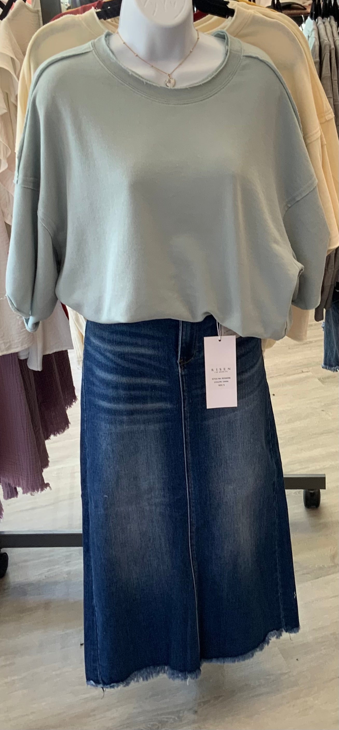 RISEN Frayed Long Pencil Skirt 34.5"