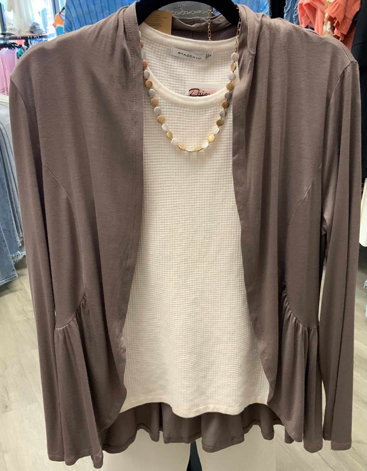 High Low Ruffle Cardigan MOCHA