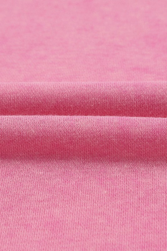 Ribbed Trim Oversized Sweatshirt PINK