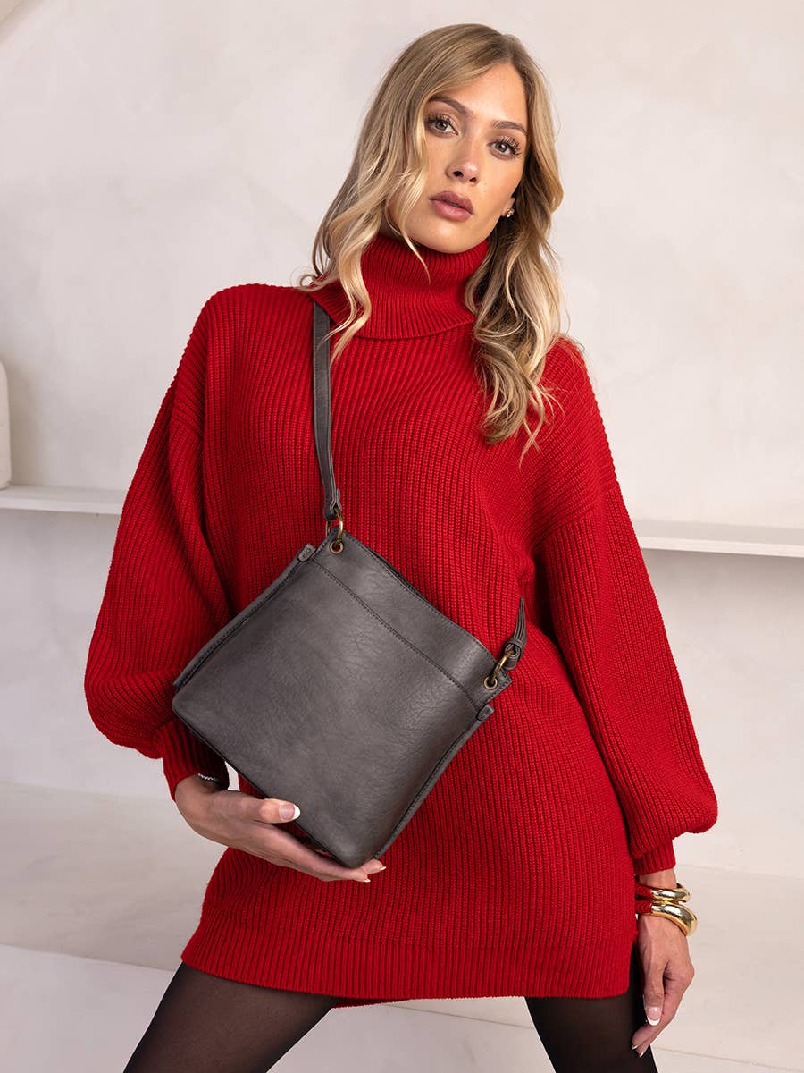 Sutton Distressed 3 Compartment Crossbody Grey