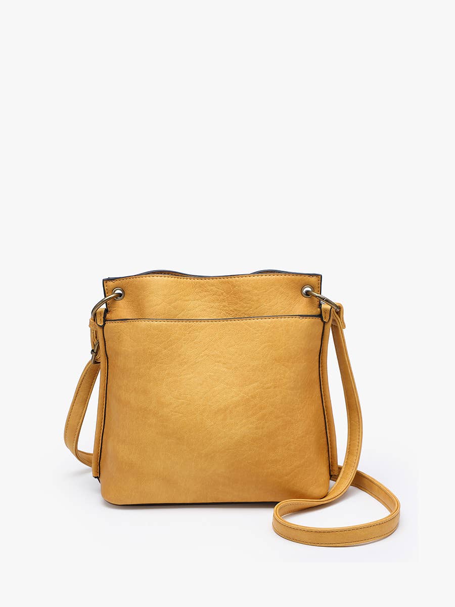 Sutton Distressed 3 Compartment Crossbody Mustard
