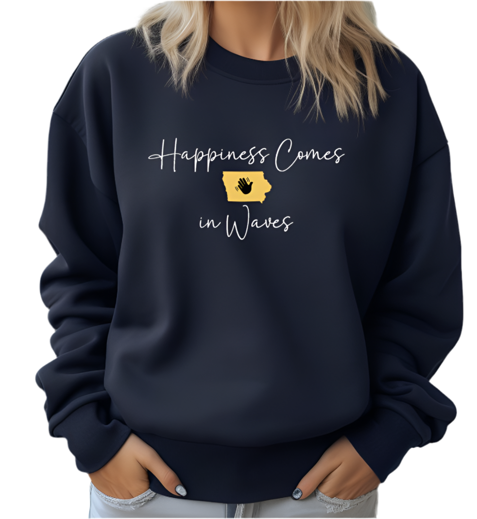 Happiness Comes in Waves Sweatshirt BLACK