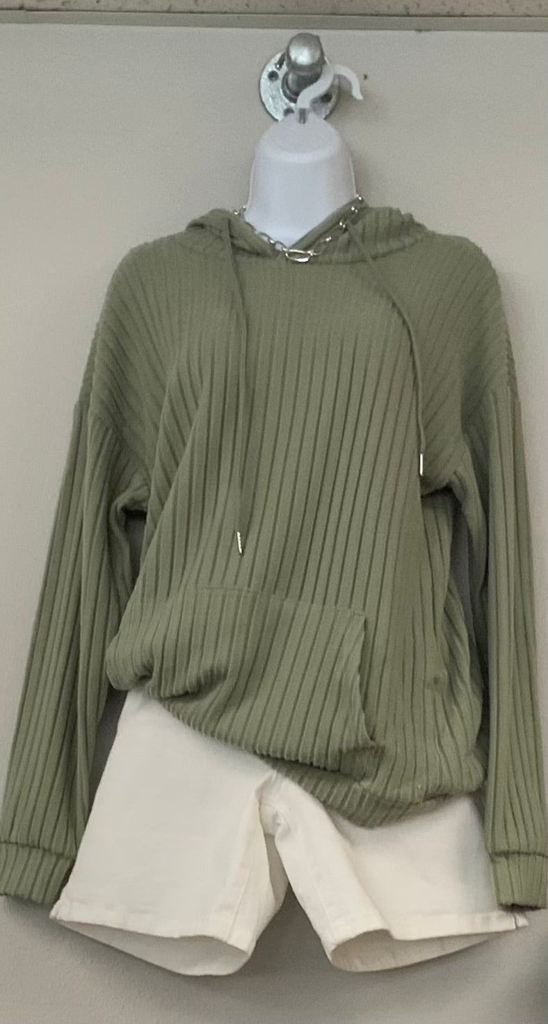 Trudi RIbbed Knit Hoodie SAGE