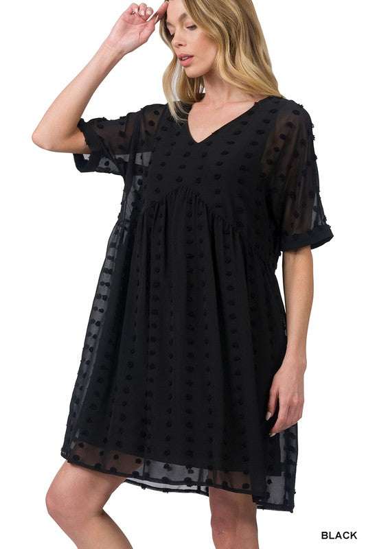 Black Swiss Dot Dress