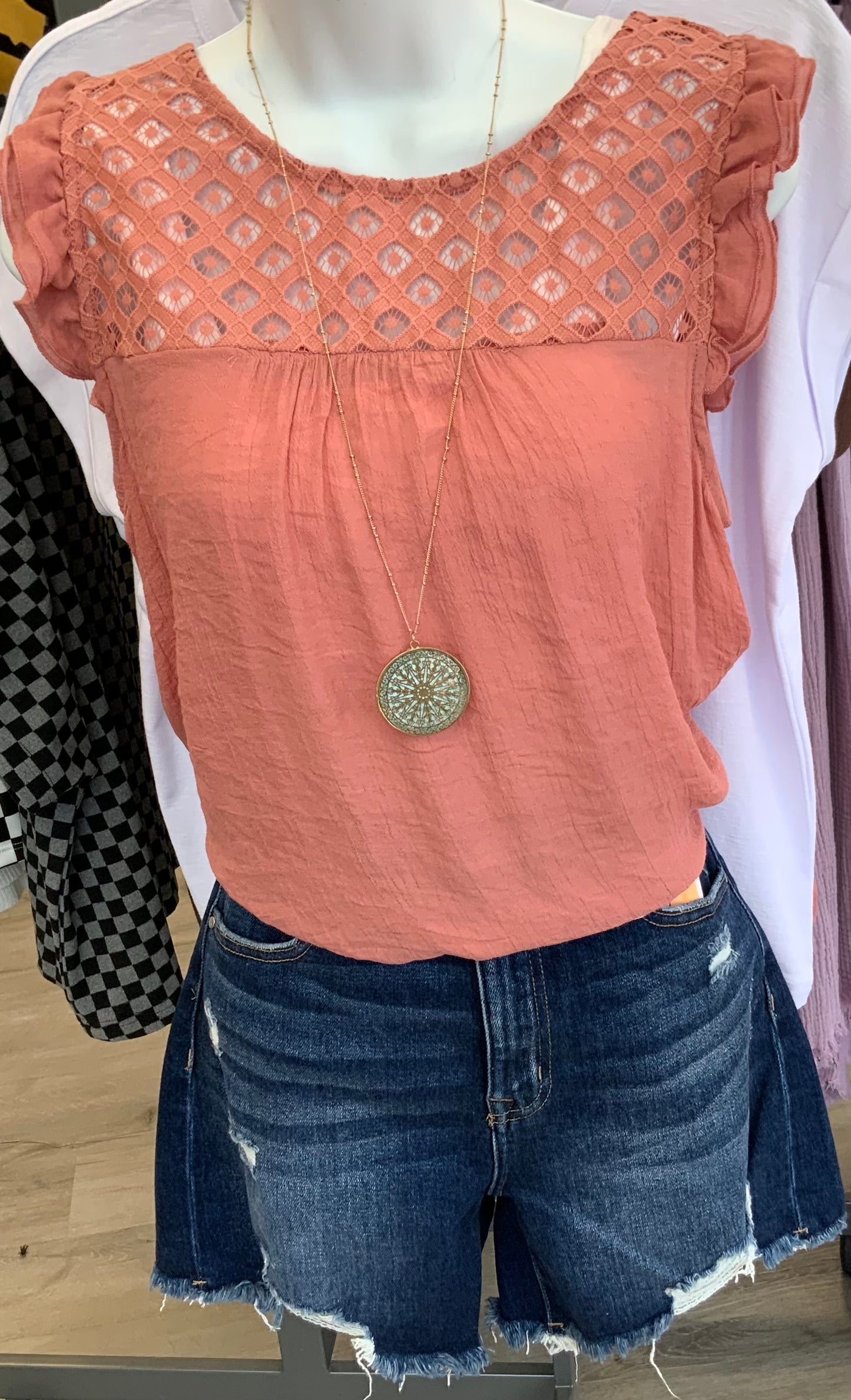 Lace Yoke Neckline ROSE