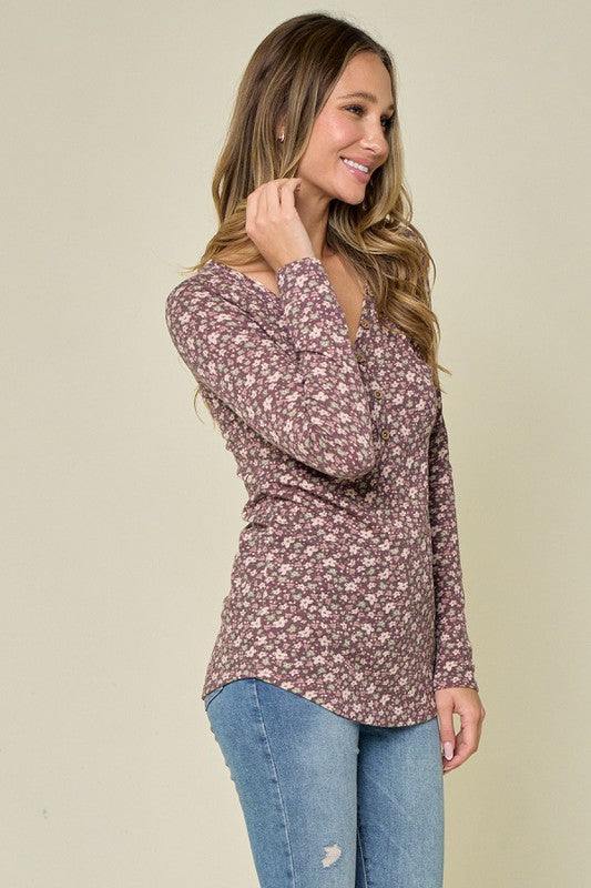 Susan Floral V~Neck BERRY