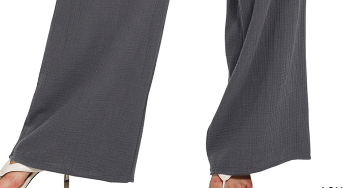 Double Gauze Elastic Pants CHARCOAL 29"