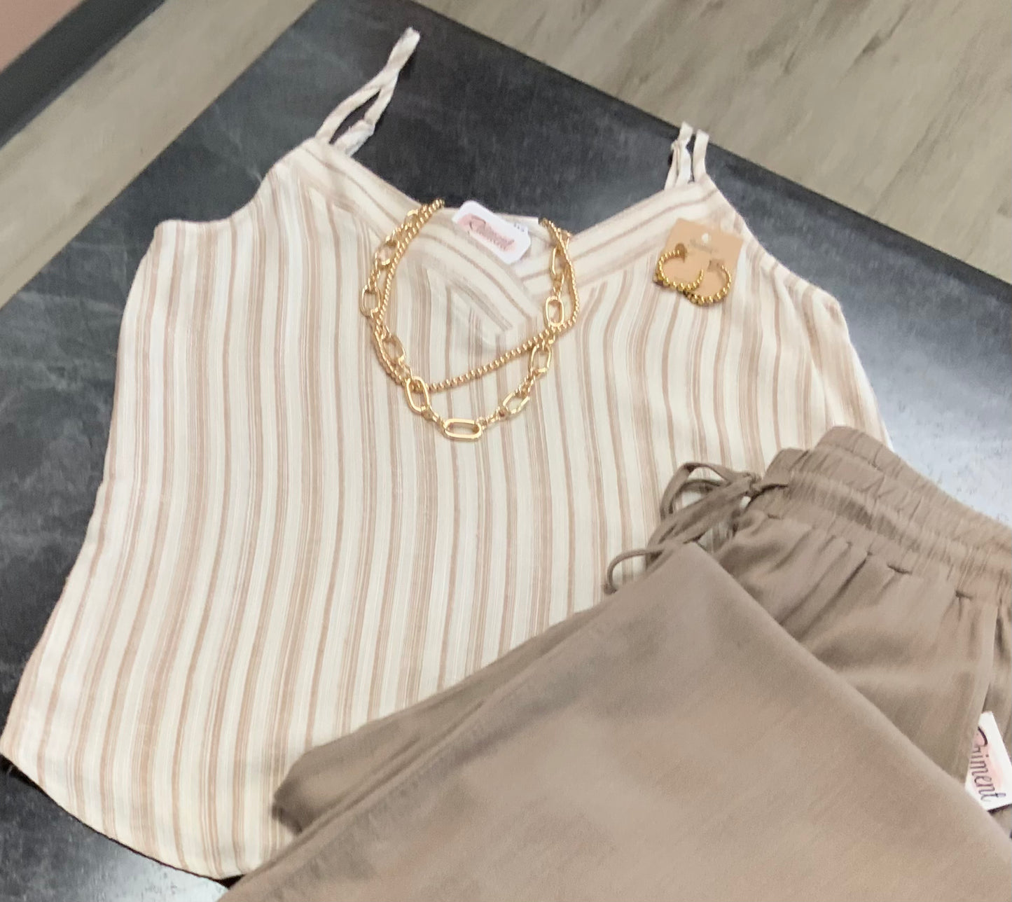 Barely There Stripe Tank TAUPE