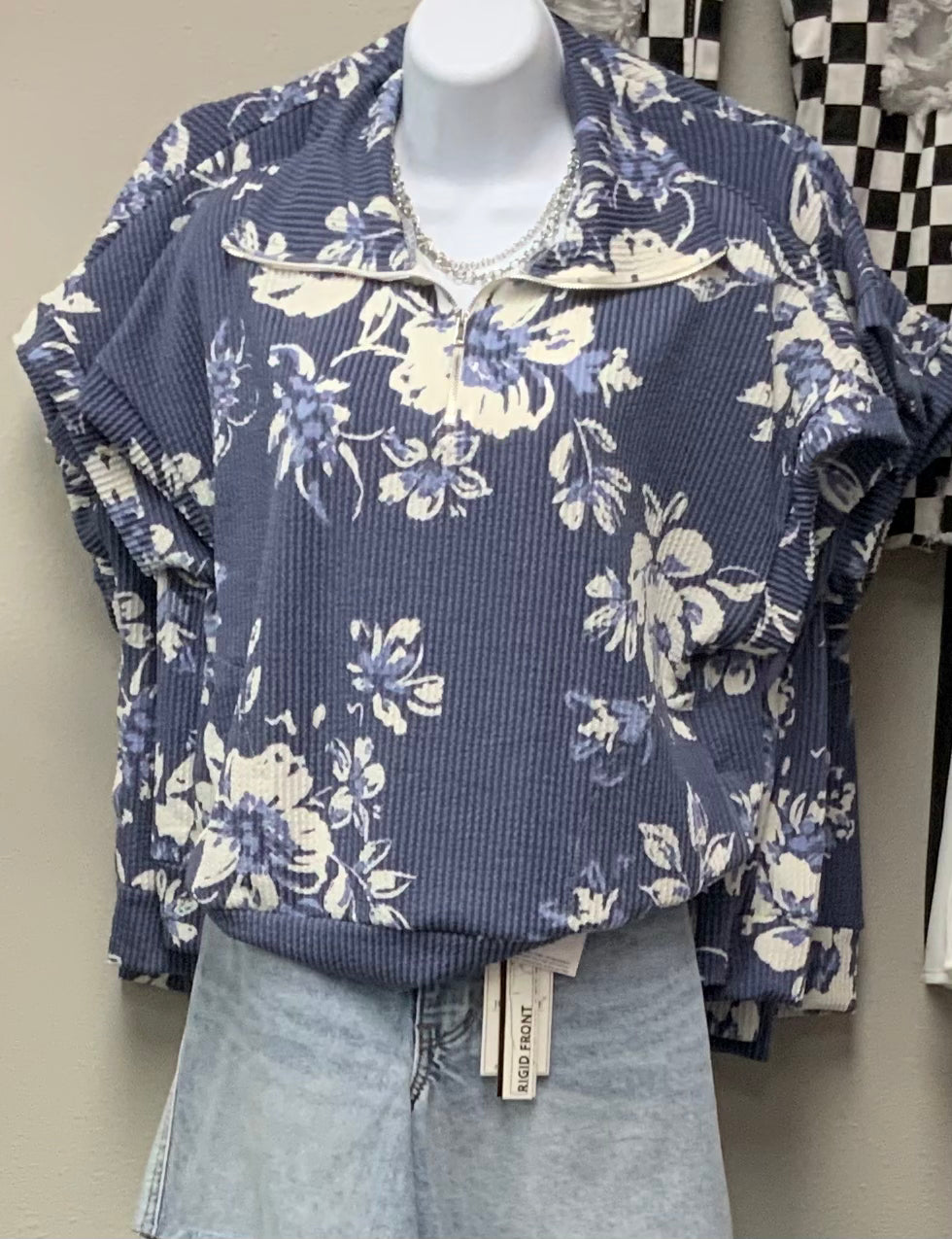 Bloom Half-Zip Top BLUE