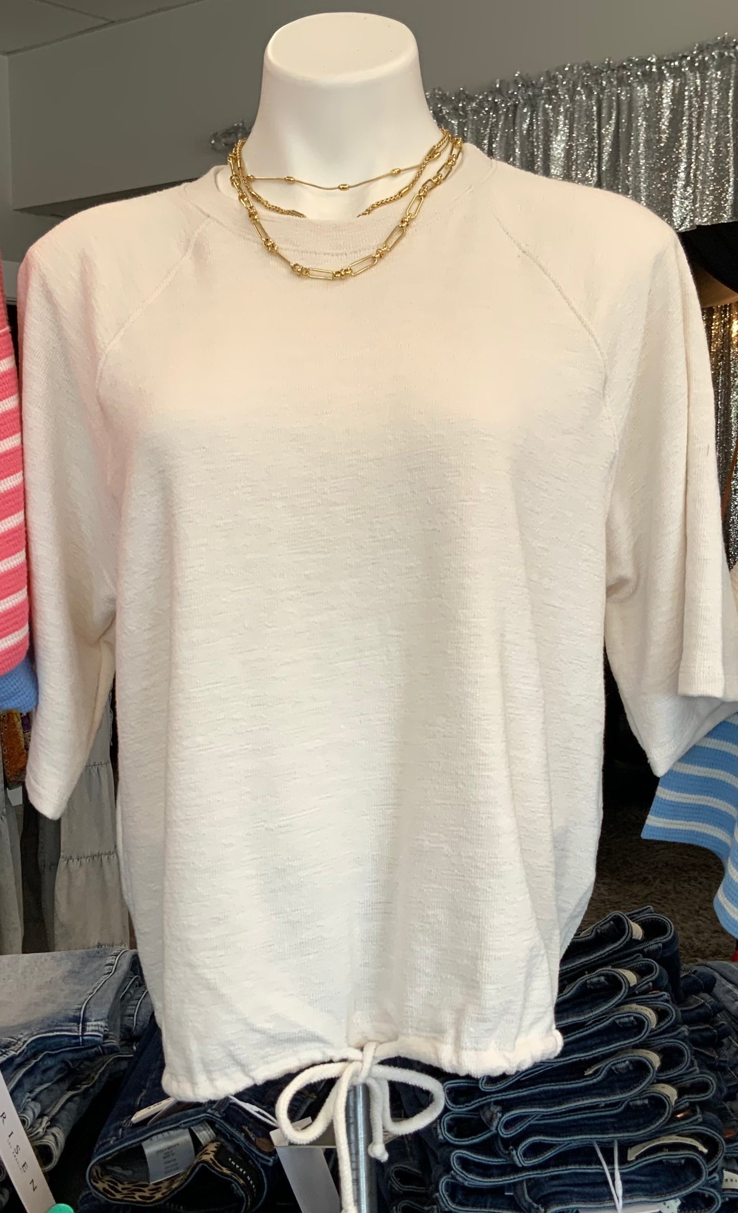 Soft Cloud Crop Drawstring CREAM