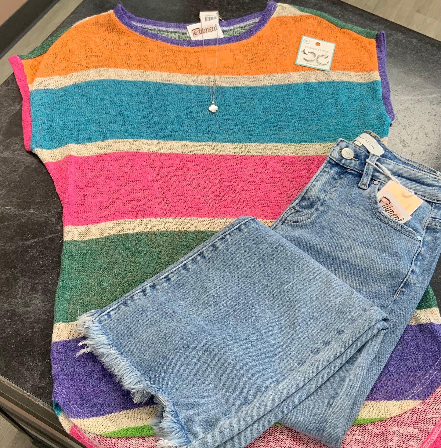 Summer Striped Knit Tunic MULTI