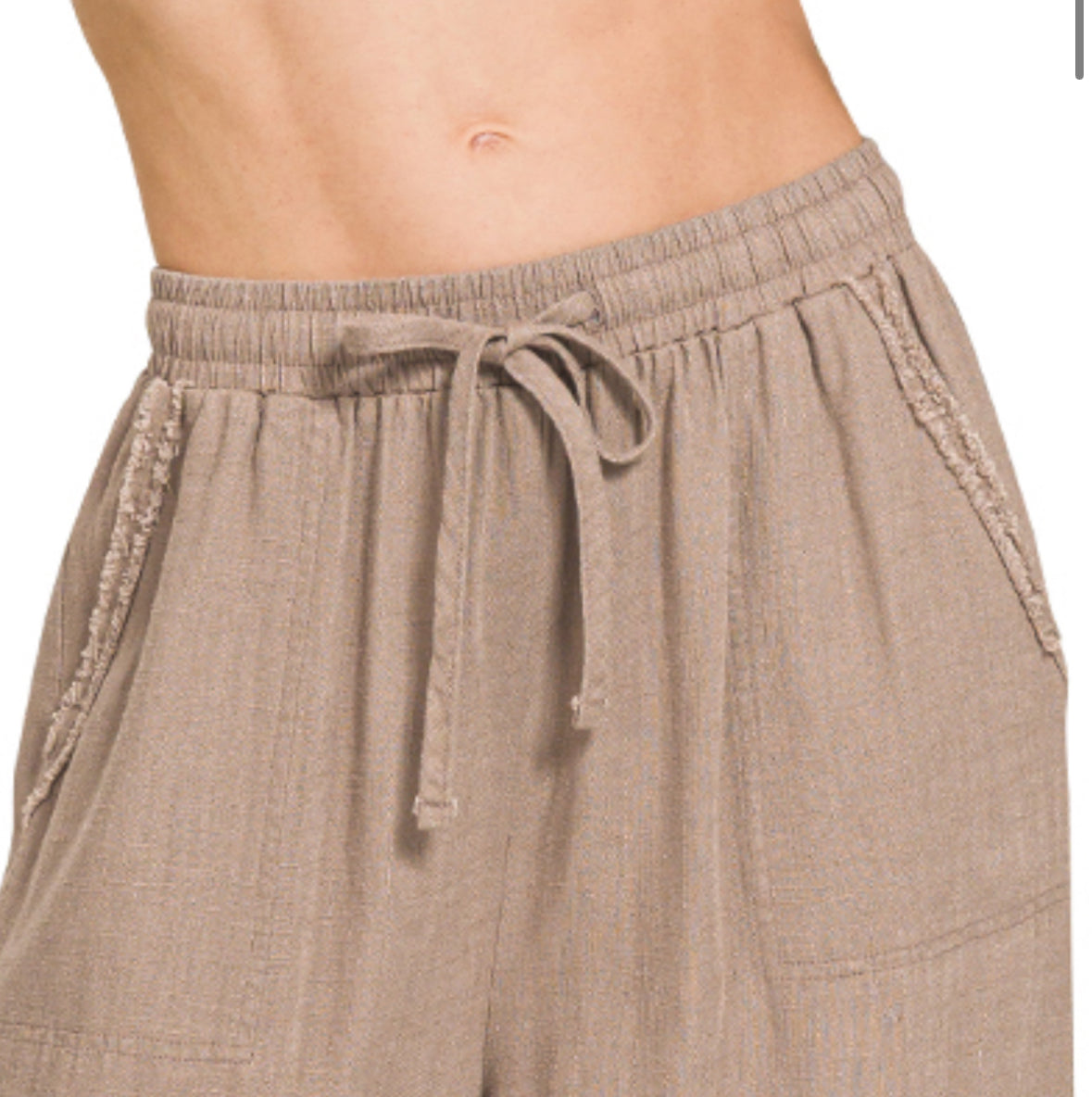 Pocketed Wide Leg Linen Blend COCOA