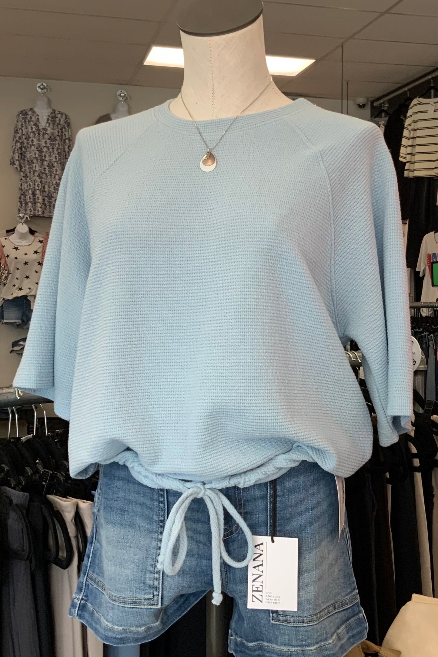 Soft Cloud Crop Drawstring BLUE
