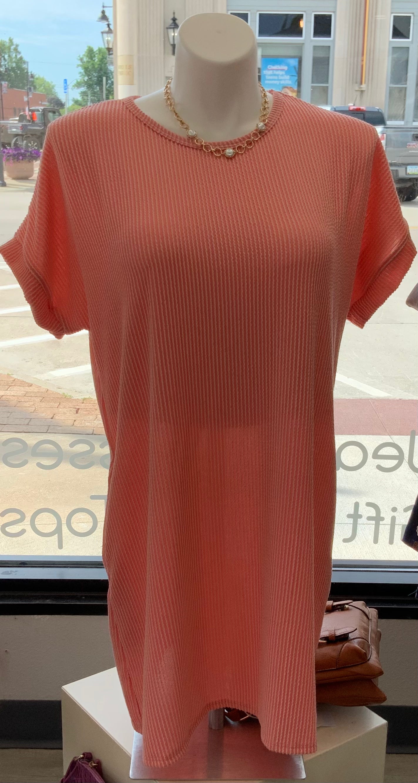 Rib Knit Dress SALMON