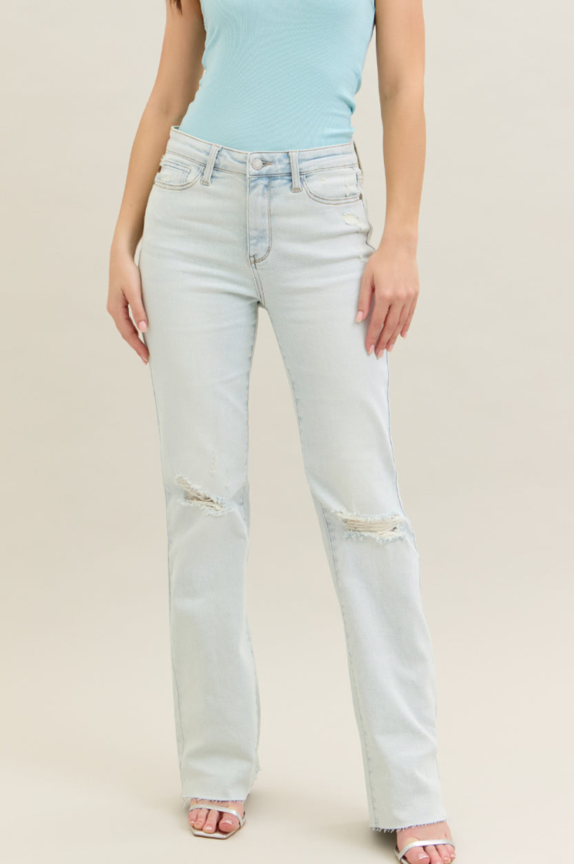 JUDY BLUE MR Fray Hem Bootcut 32"