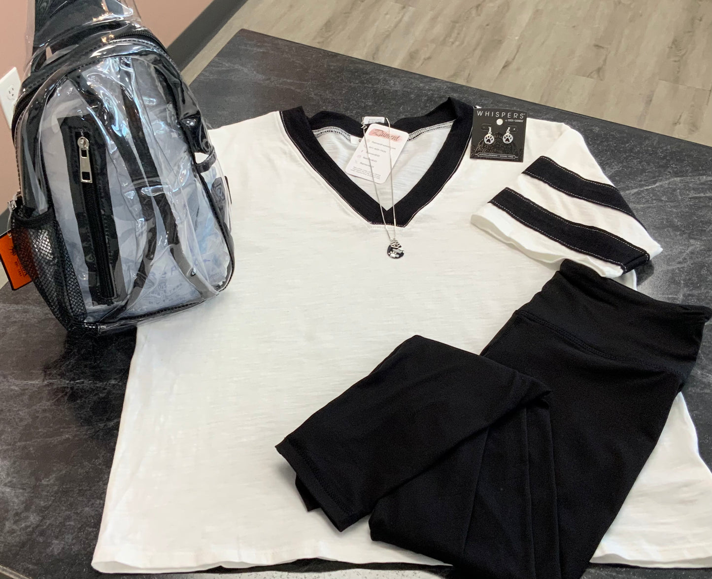 Varsity Weekend V~Neck Tee IVORY
