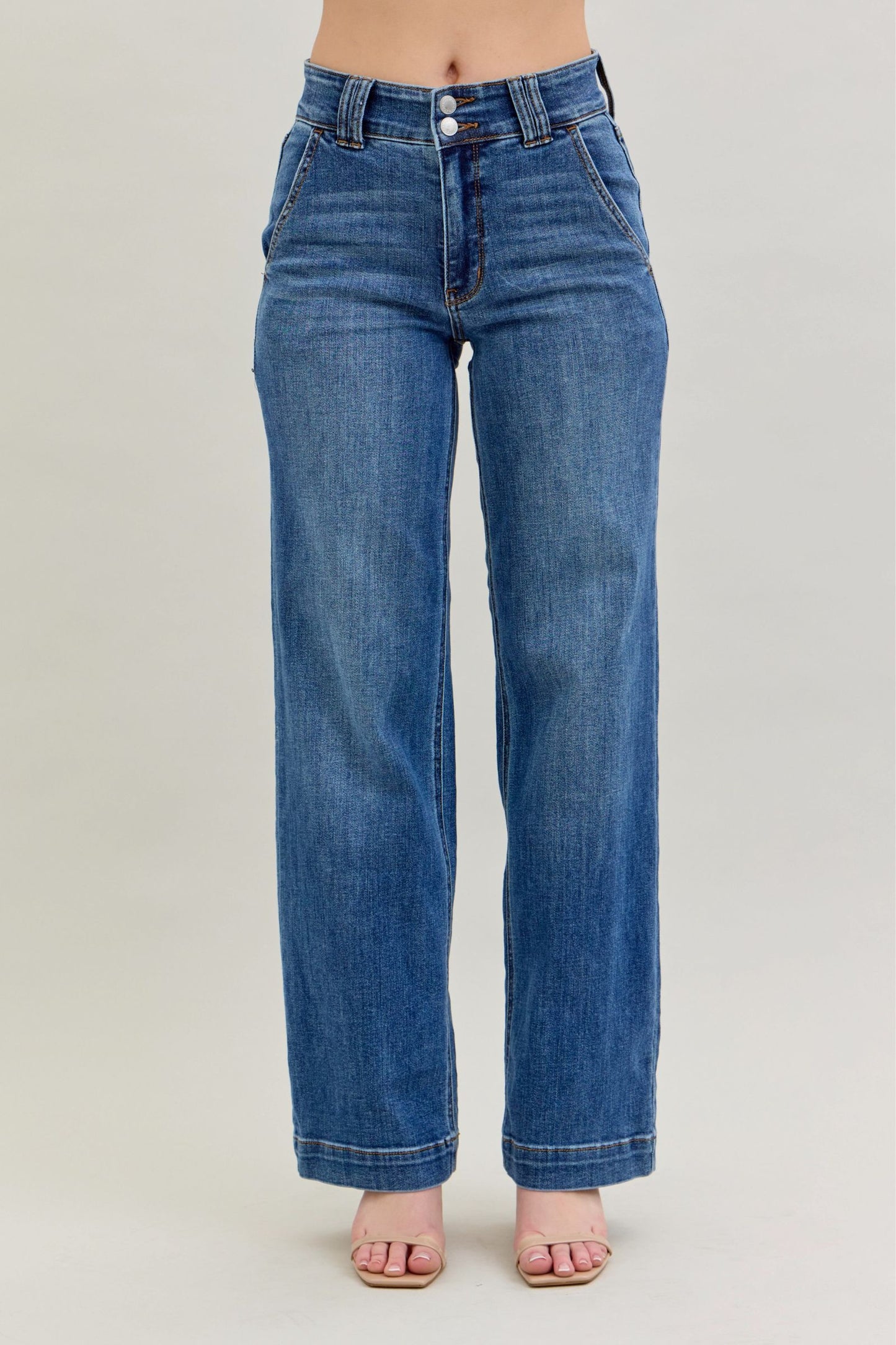 JUDY BLUE 2 Button Wide Leg HR 32"