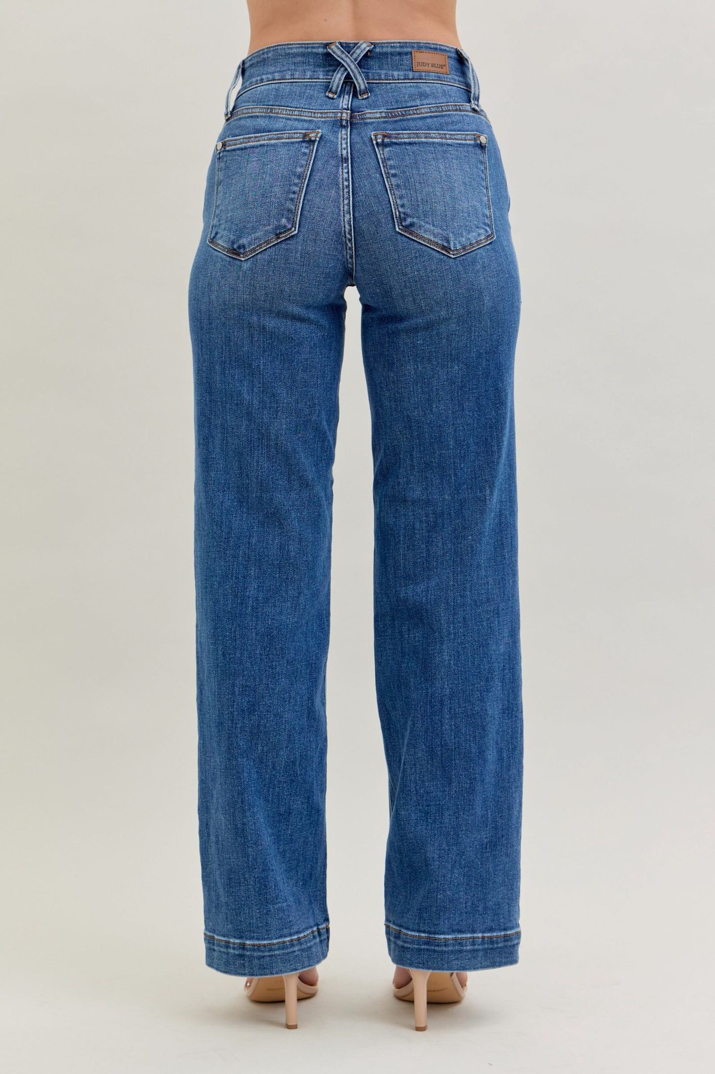 JUDY BLUE 2 Button Wide Leg HR 32"