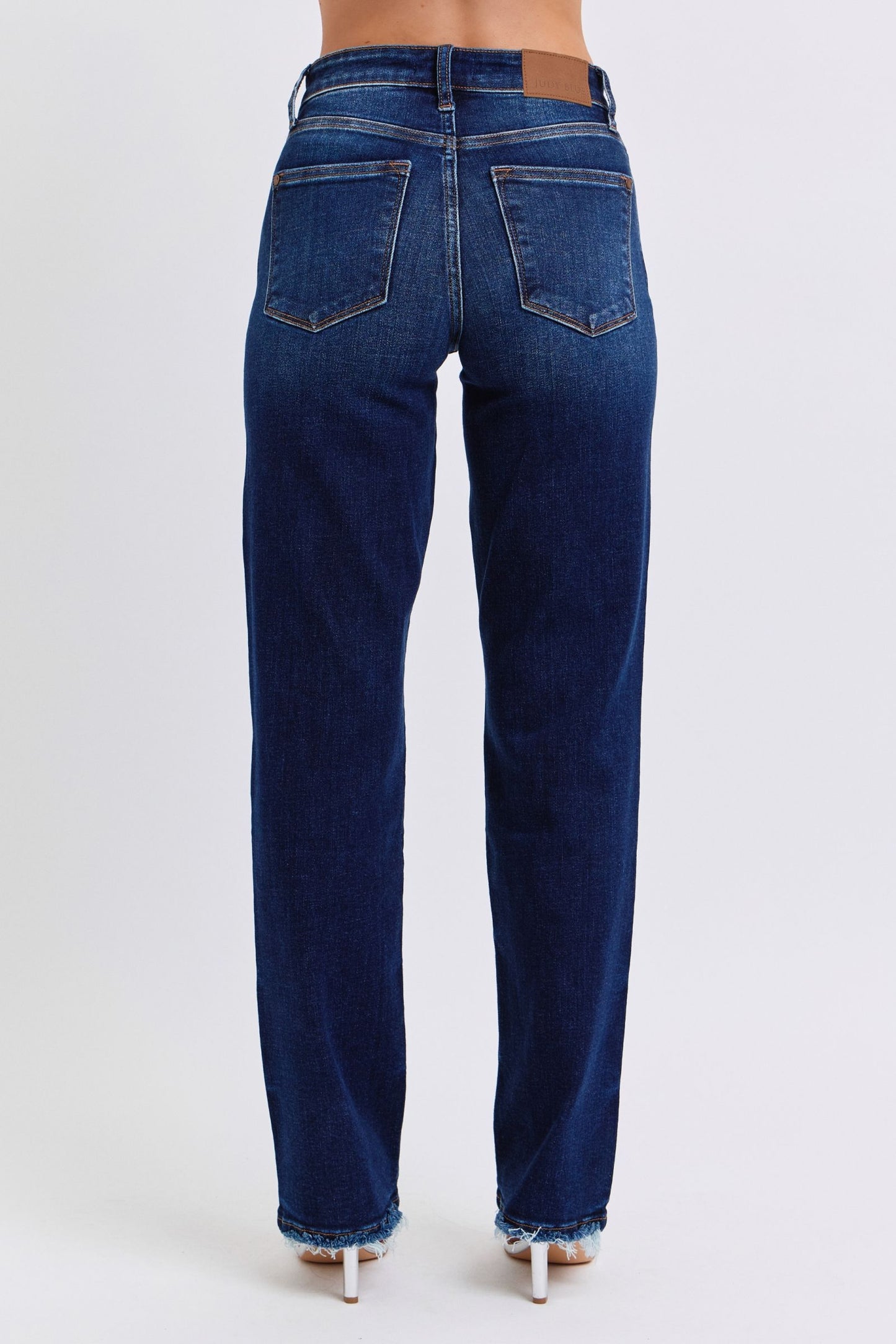 JUDY BLUE Straight Leg Fray MR 32"
