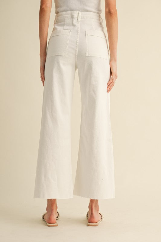 4 Pocket Stretch Wide Leg Denim WHITE 28.5"