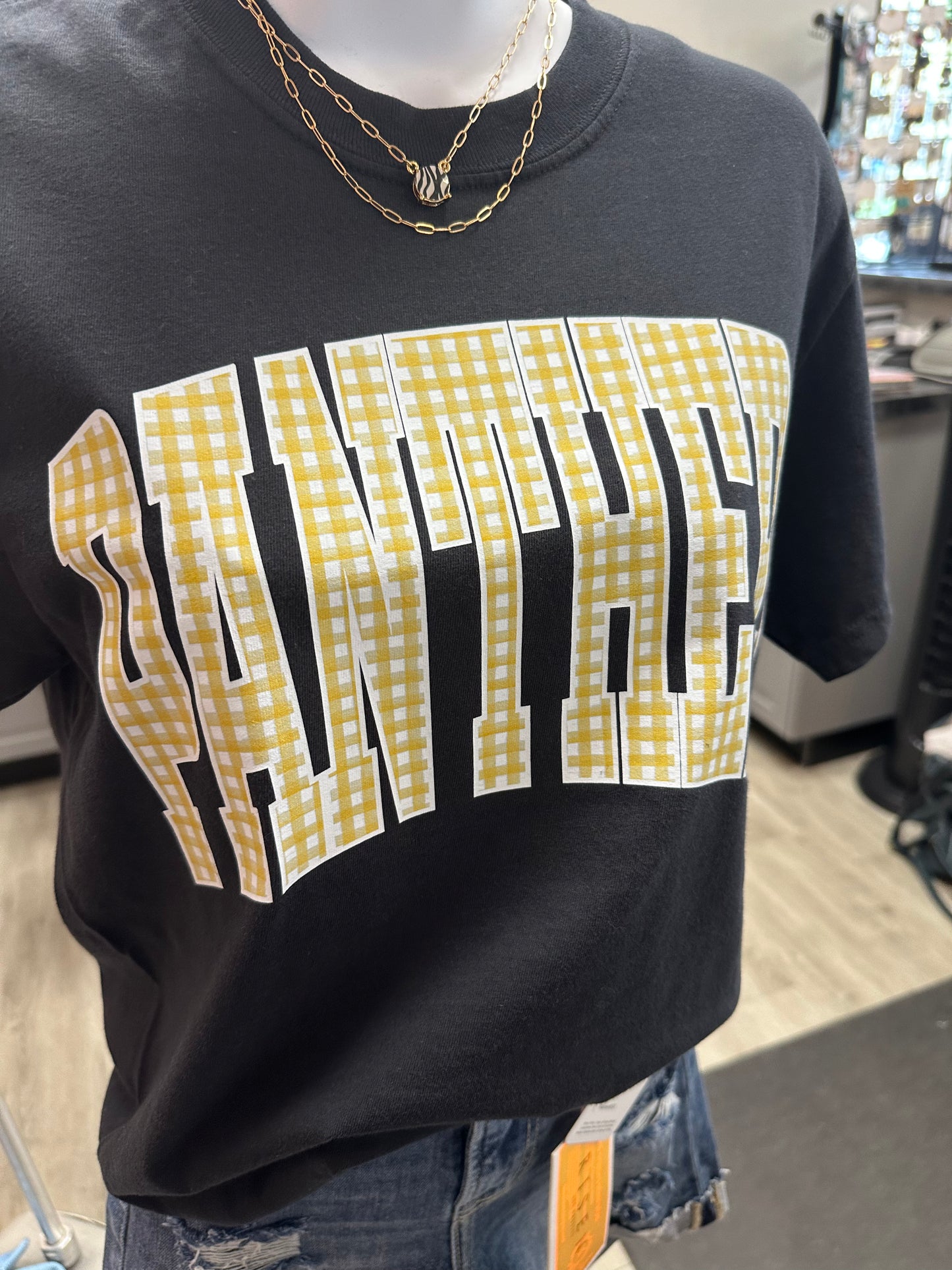 Panthers Pride Gingham Tee BLACK