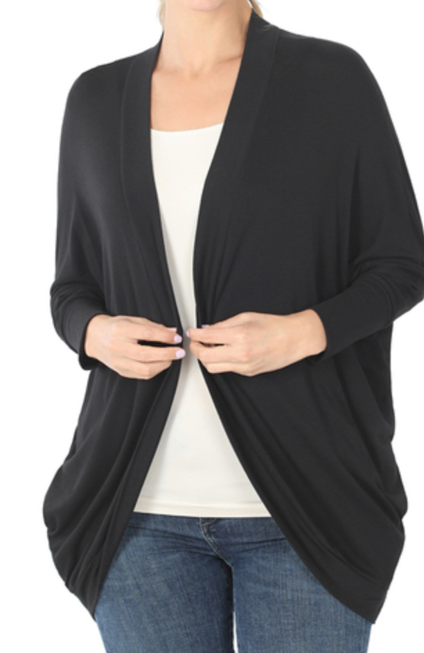 Crepe Cocoon Wrap Cardigan BLACK