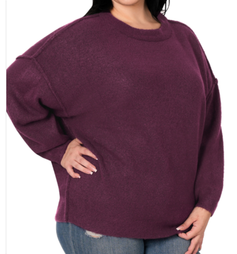 PS Raw Seam Melange Sweater PLUM