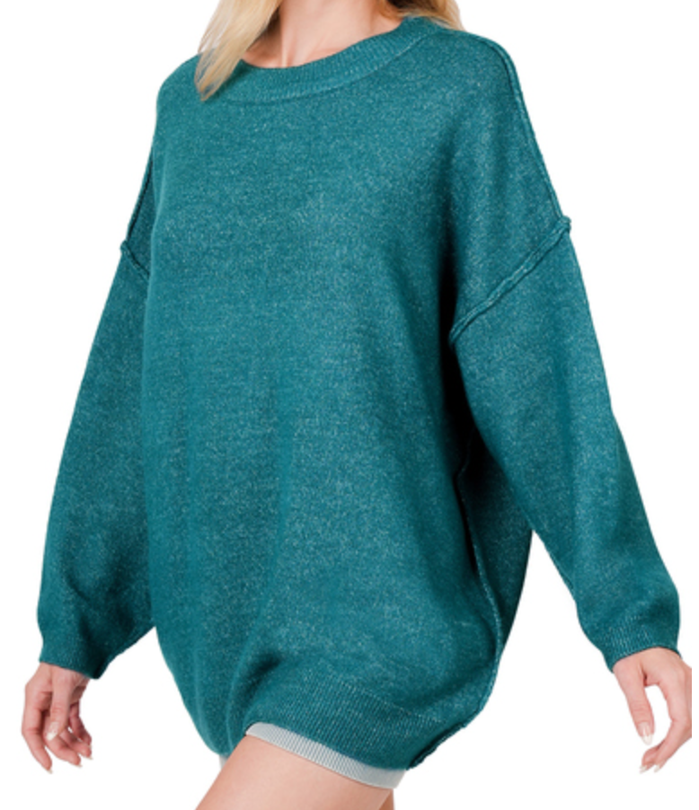 PS Raw Seam Melange Sweater TEAL