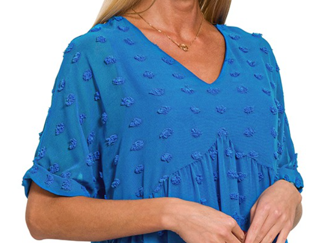 Swiss Dot Babydoll Dress OCEAN