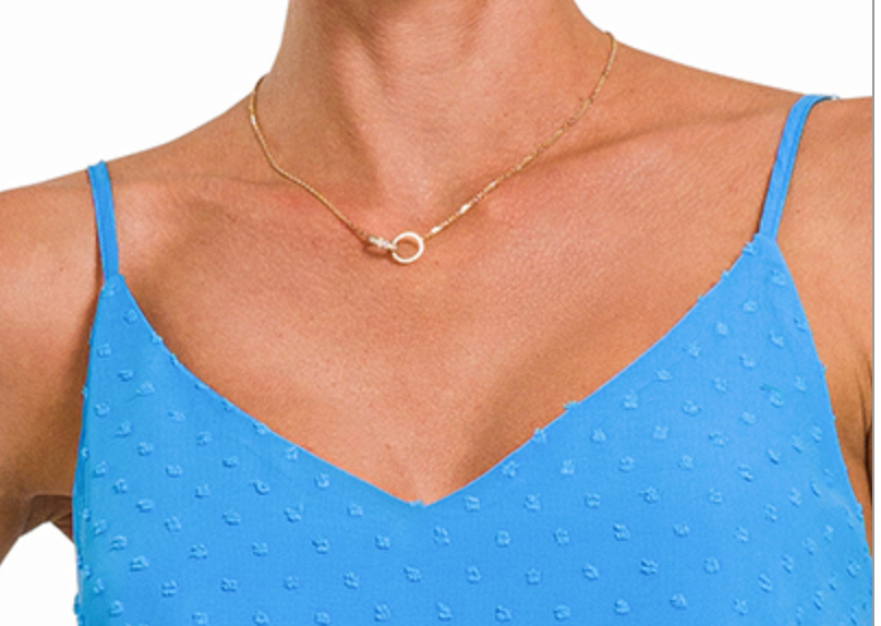 Swiss Dot V~Neck Cami SKY
