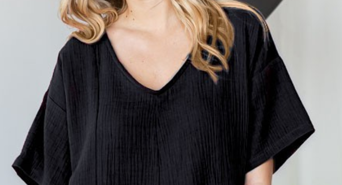 Crinkle Pleated Romper BLACK