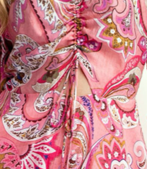 Paisley Puff Sleeve Dress PINK