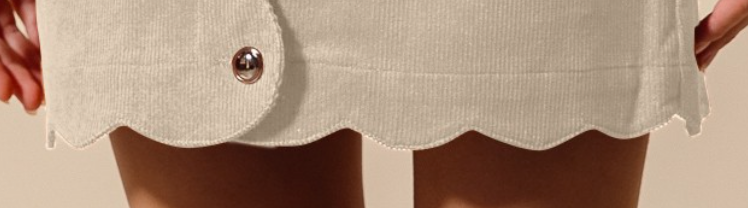 Scalloped Corduroy Mini Skirt OATMEAL