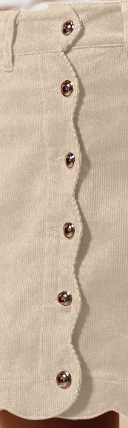 Scalloped Corduroy Mini Skirt OATMEAL