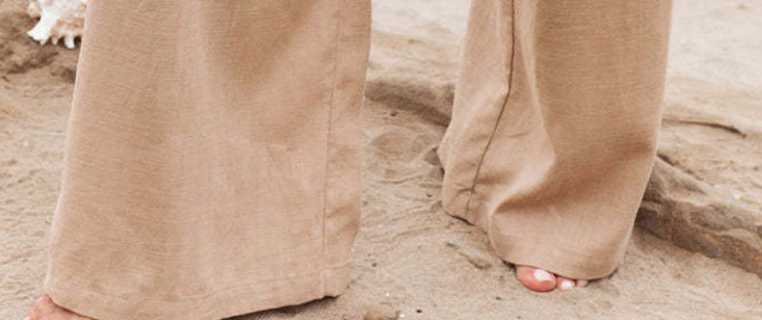 Smocked High Rise Palazzo KHAKI