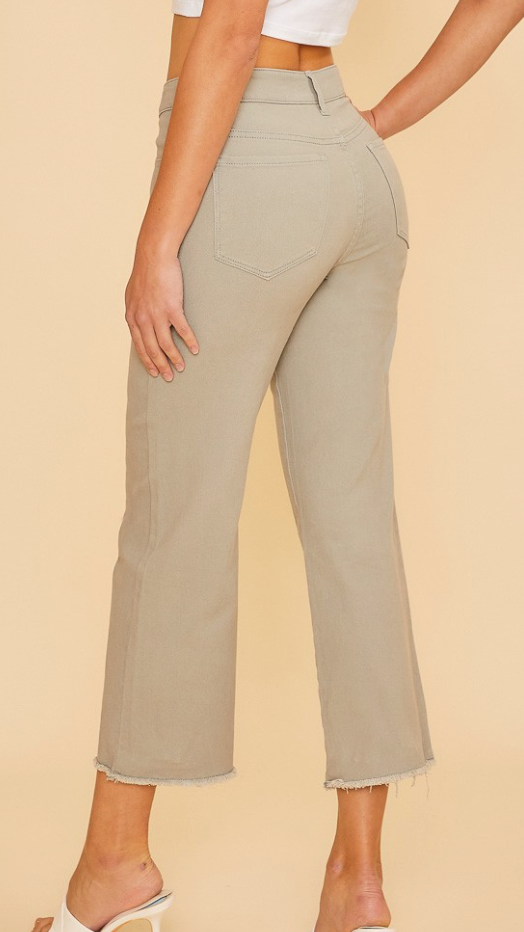 Frayed HR Stretch Crop Denim 26" SAGE