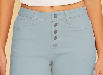 Frayed HR Stretch Crop Denim 26" DUCKEGG BLUE