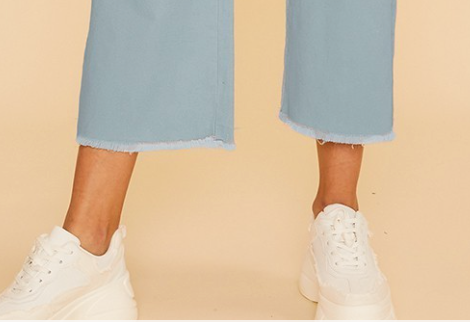 Frayed HR Stretch Crop Denim 26" DUCKEGG BLUE