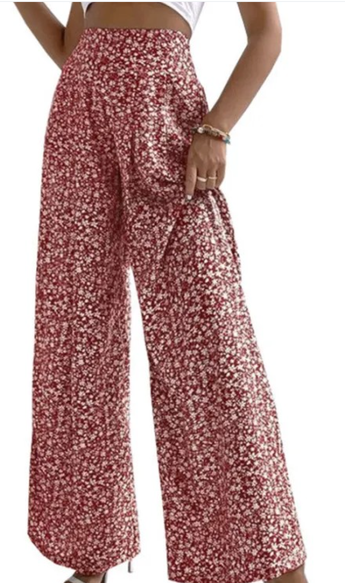 Palazzo High Waist Floral RED