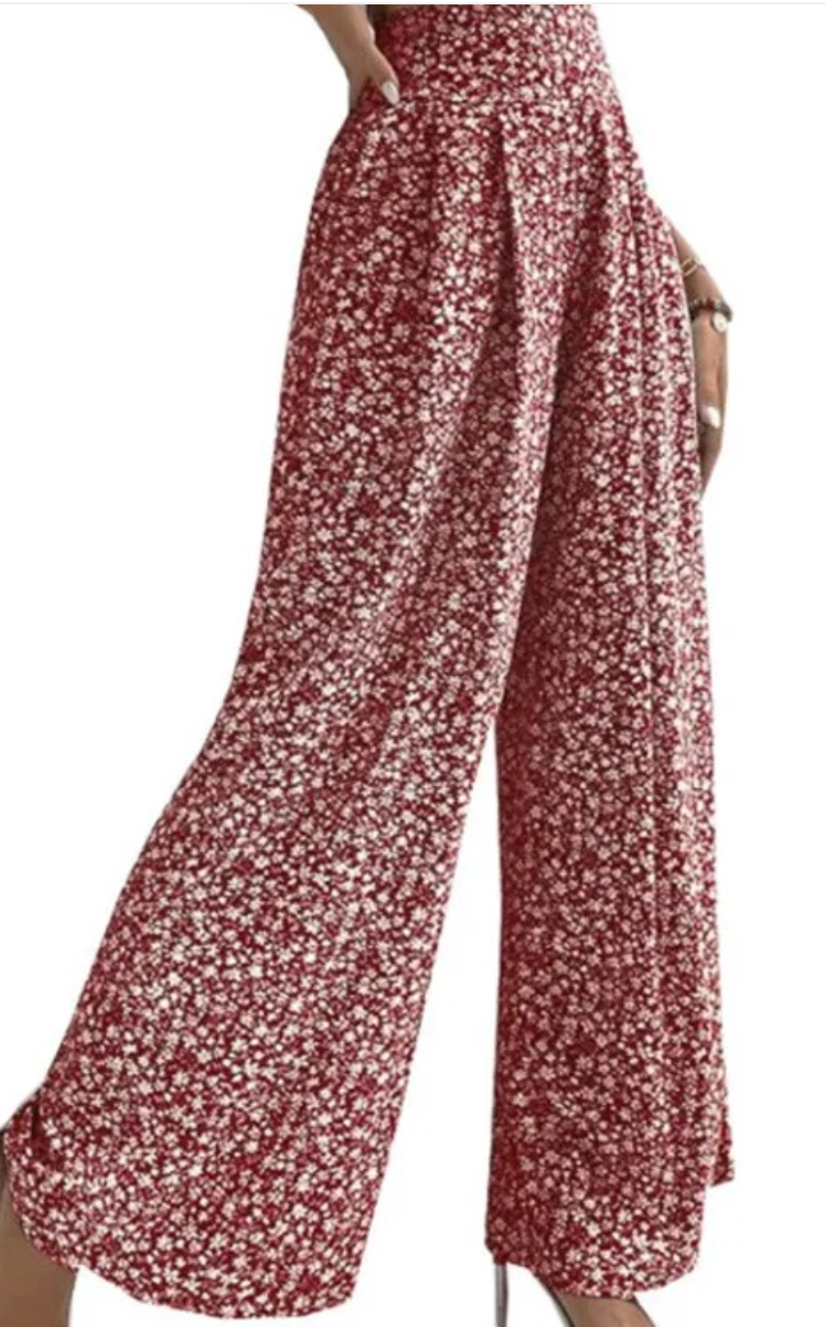 Palazzo High Waist Floral RED