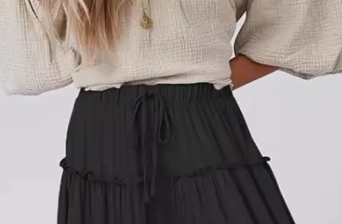 Wide Leg Splicing Pants BLACK