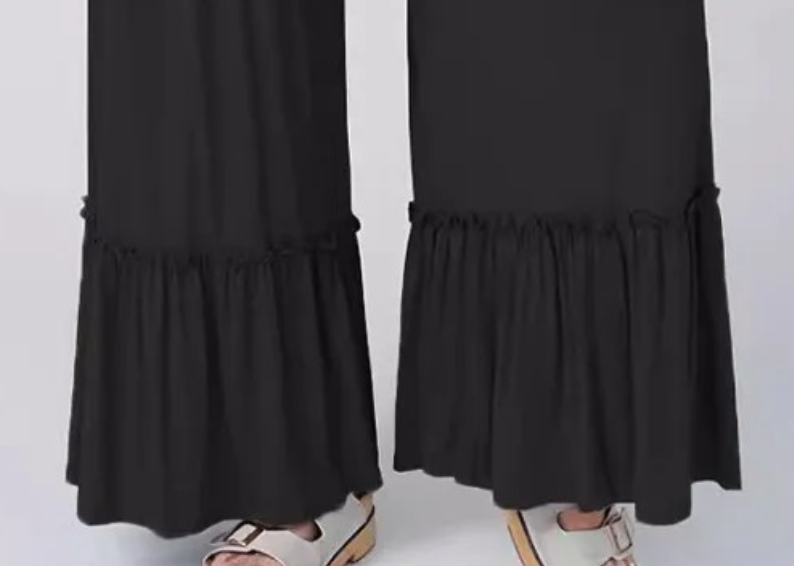 Wide Leg Splicing Pants BLACK