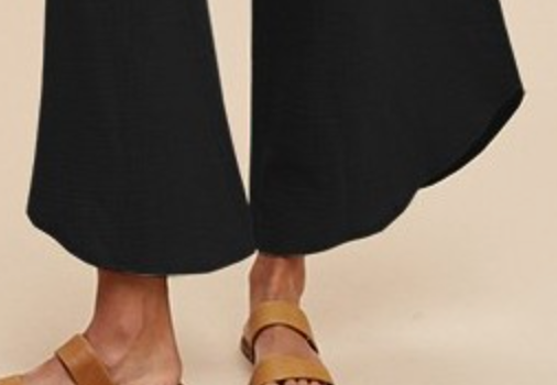 Cotton Gauze Wide Leg Pants BLACK