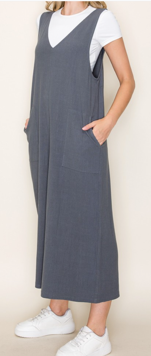 Solid Midi Jumper GUN METAL