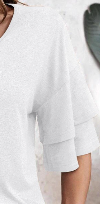 V~Neck Double Layer Sleeve WHITE