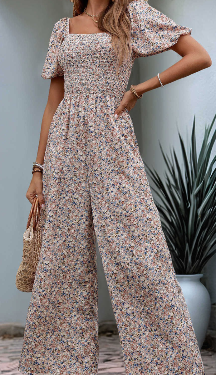 Smocked Floral Jumpsuit MULTI