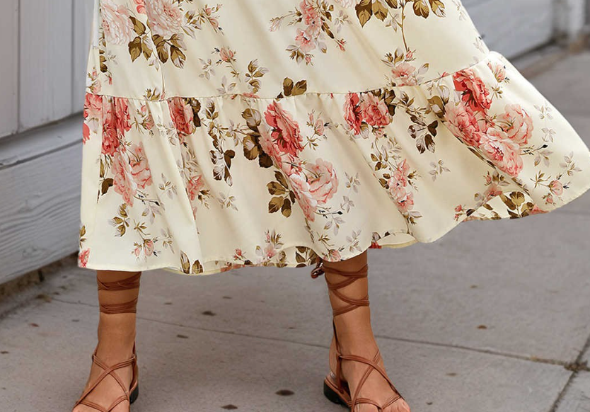 Amelia Floral Dress CREAM
