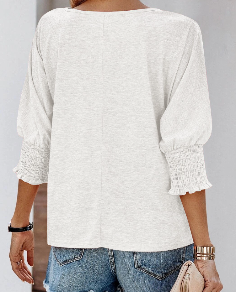 Shirred Cuff Tri Blend WHITE