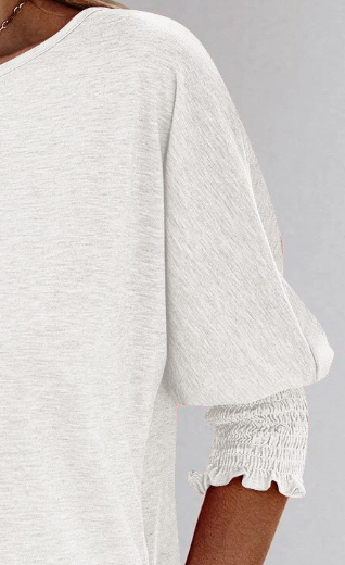 Shirred Cuff Tri Blend WHITE